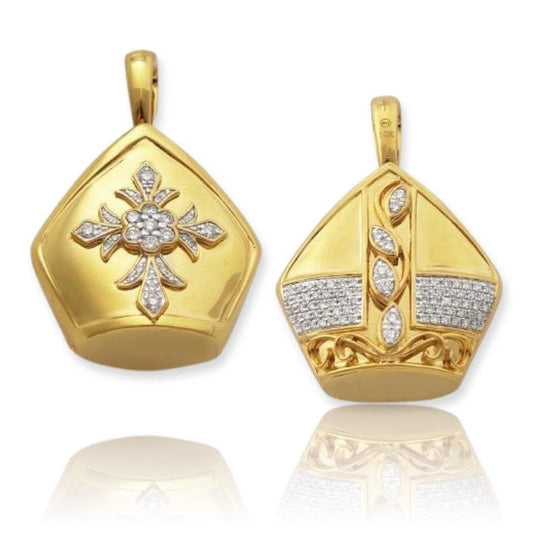 10KY 0.90CTW DIAMOND POPE CROWN PENDANT - Johnny Dang & Co