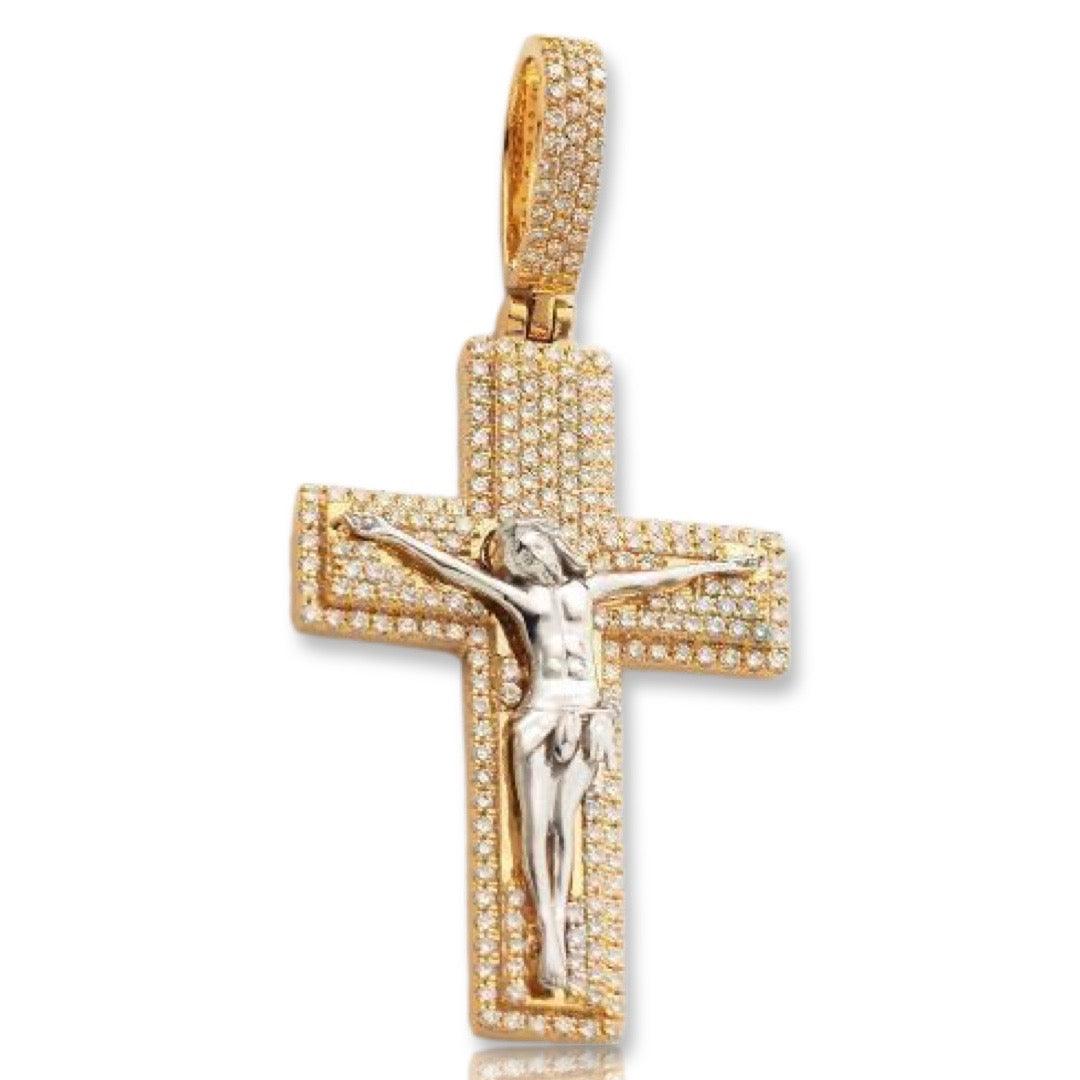 14KY+W 0.70CTW DIAMOND CROSS WITH JESUS - Johnny Dang & Co