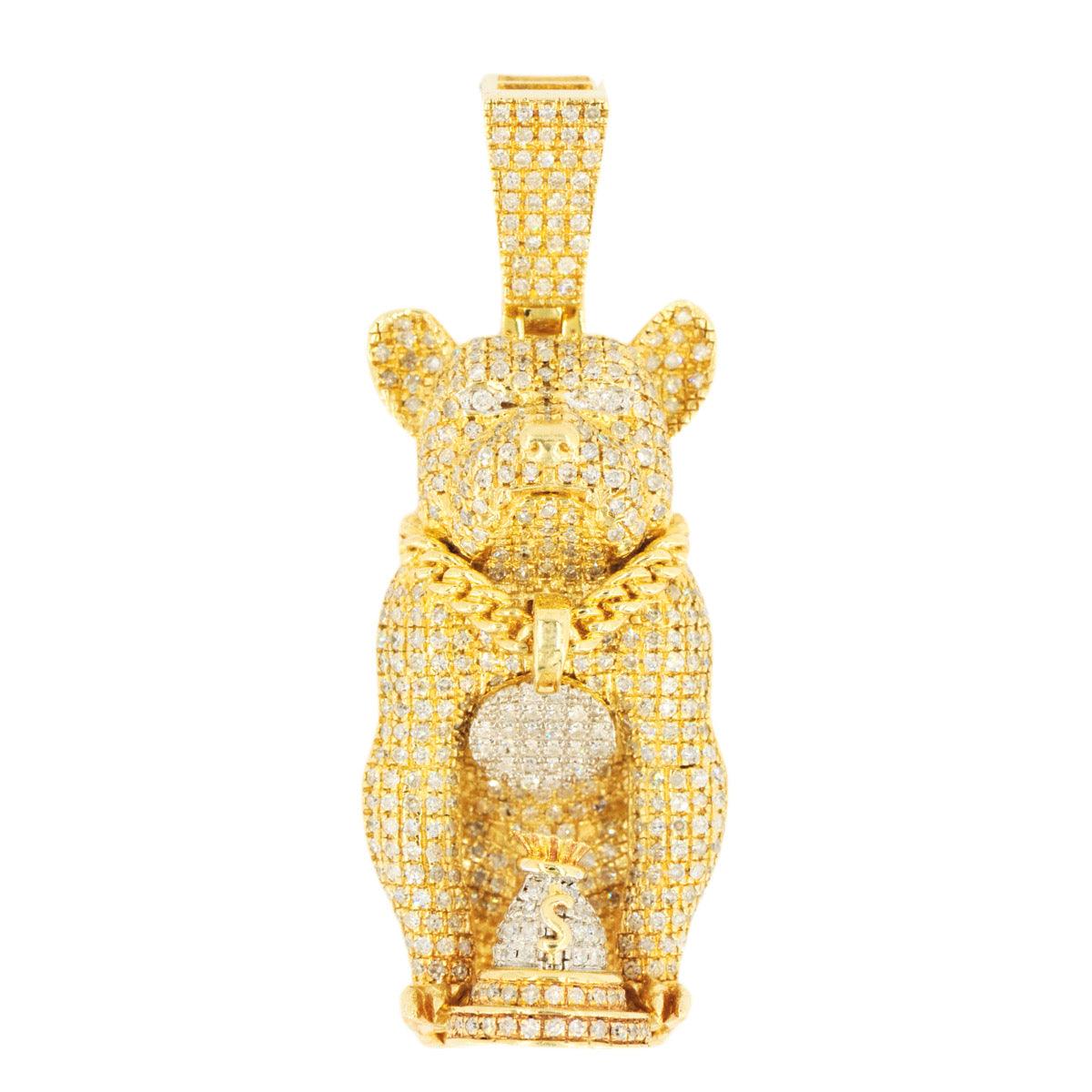 10k Yellow Gold 1.27ctw Diamond Champion Bulldog Pendant - Johnny Dang & Co