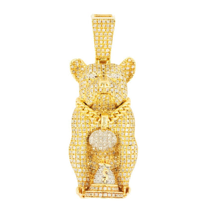 10k Yellow Gold 1.27ctw Diamond Champion Bulldog Pendant - Johnny Dang & Co