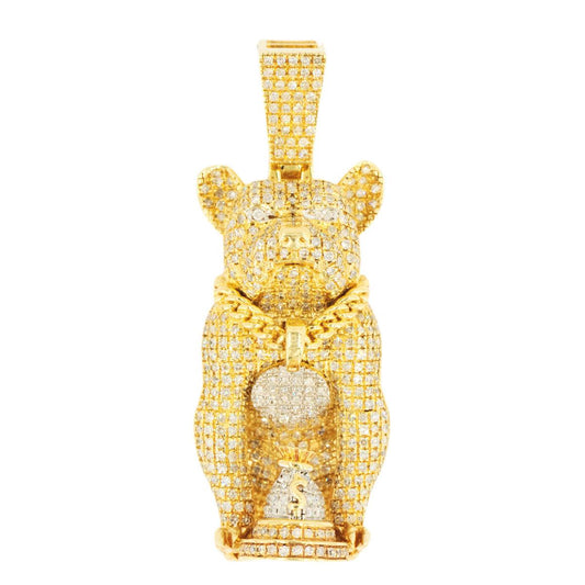 10k Yellow Gold 1.27ctw Diamond Champion Bulldog Pendant - Johnny Dang & Co