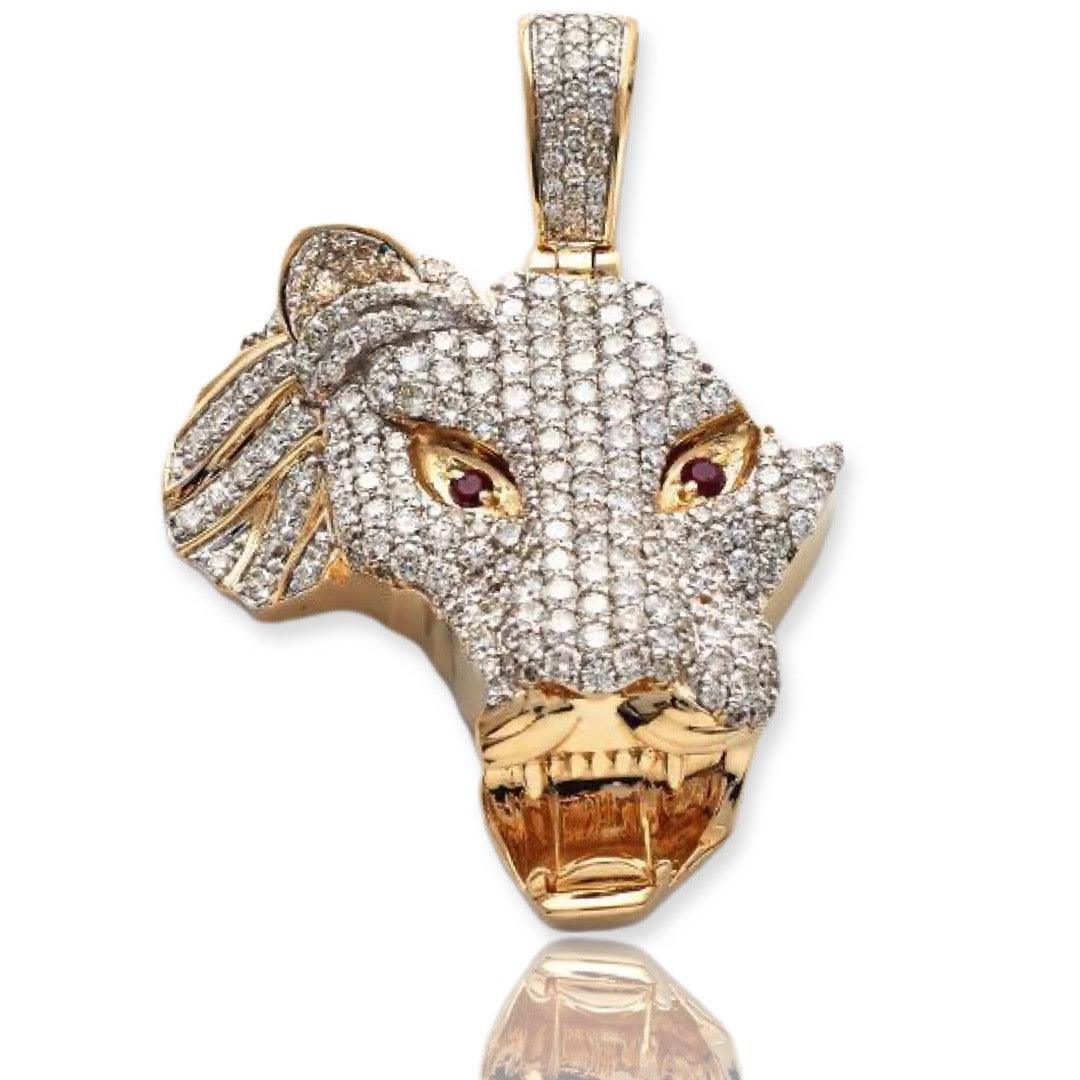 10KY 3.40CTW DIAMOND AFRICA SHAPED LION HEAD - Johnny Dang & Co