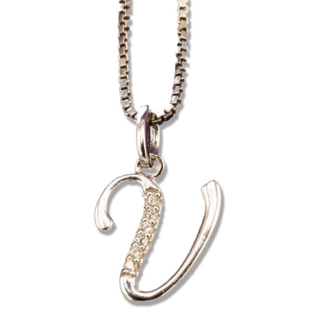 MINI SCRIPT LETTERS SILVER 925 WHITE GOLD PLATED - Johnny Dang & Co