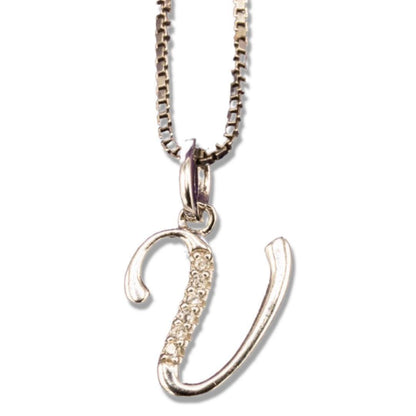 MINI SCRIPT LETTERS SILVER 925 WHITE GOLD PLATED - Johnny Dang & Co