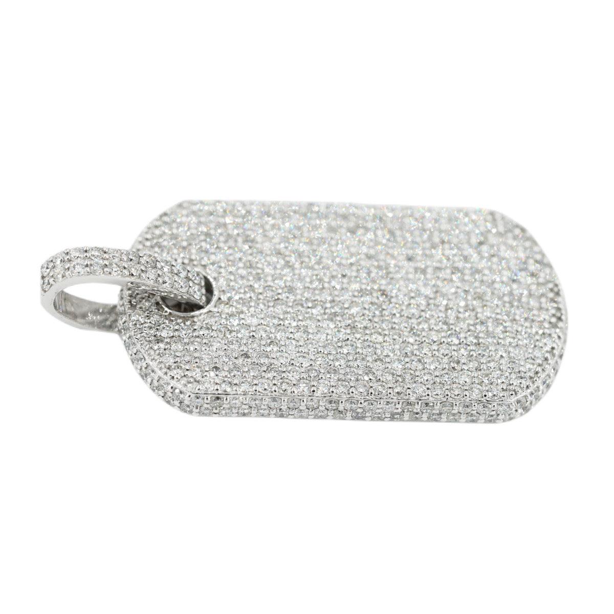 14KW 6.75CTW DIAMOND DOGTAG PENDANT FULLY ICED - Johnny Dang & Co
