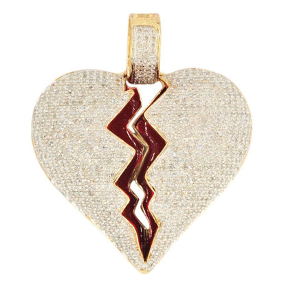 10KY 1.40CTW DIAMOND BROKEN HEART PENDANT - HOLLOW - Johnny Dang & Co