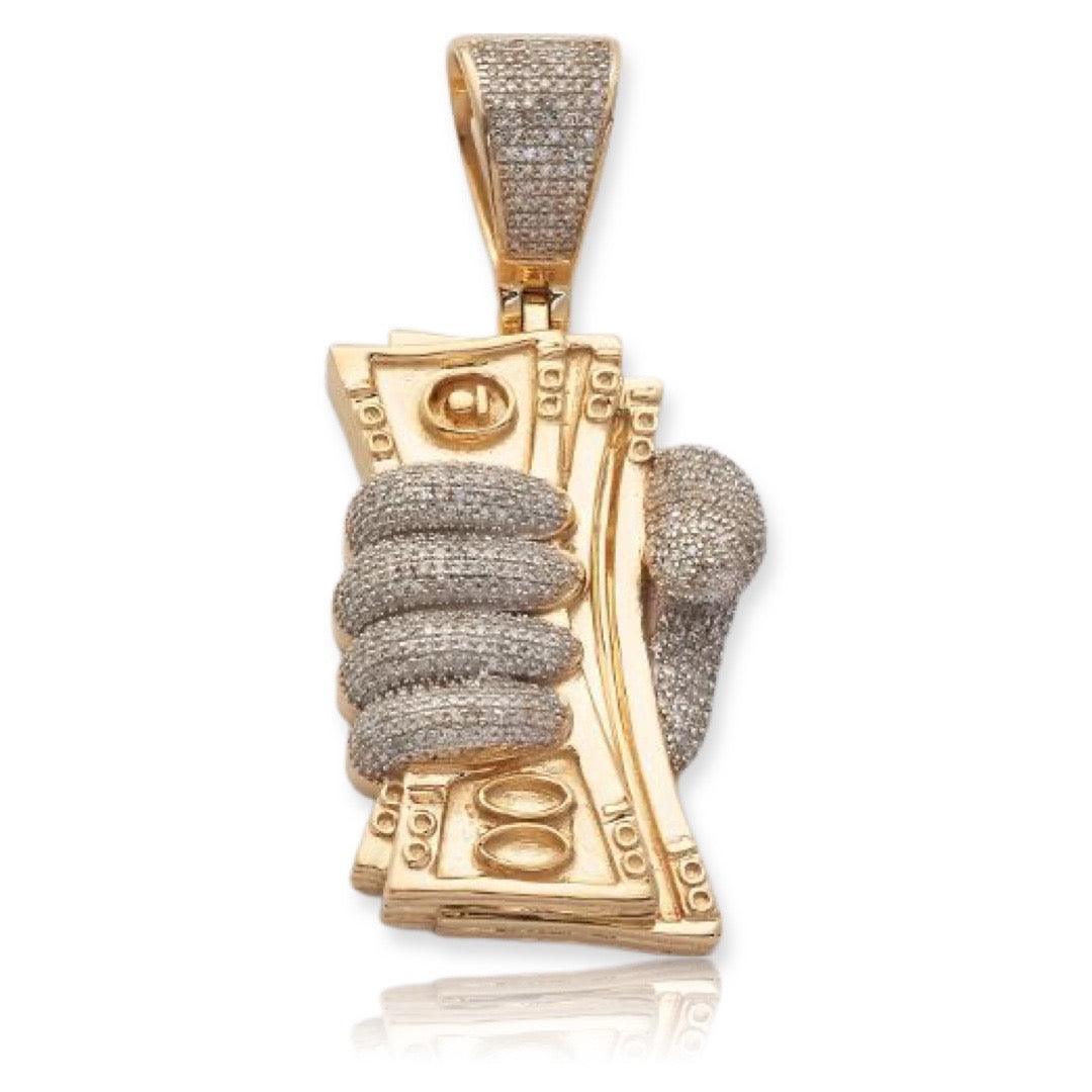 10KY 0.85CTW DIAMOND MONEY FIST PENDANT - VERTICAL - Johnny Dang & Co