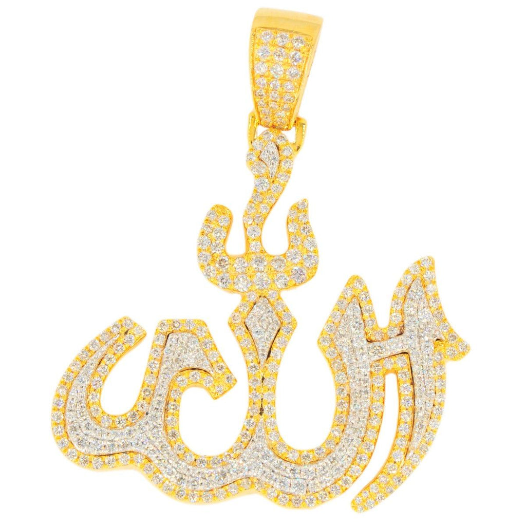 14KY+W TWO TONE 2.50CTW DIAMOND 'ALLAH' PENDANT - Johnny Dang & Co