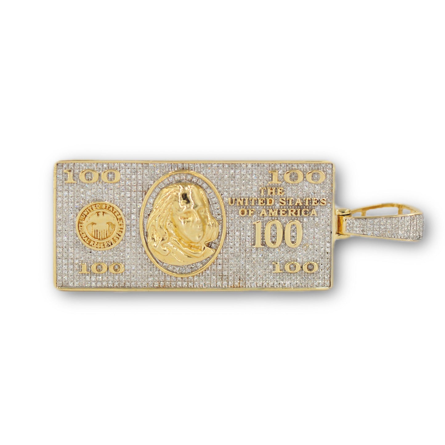 10K Benjamin Franklin Bill Pendant - Johnny Dang & Co