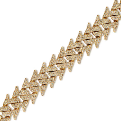 10k Yellow Gold 14mm Diamond Spiked Cuban Link Bracelet 8.5 Inches - Johnny Dang & Co