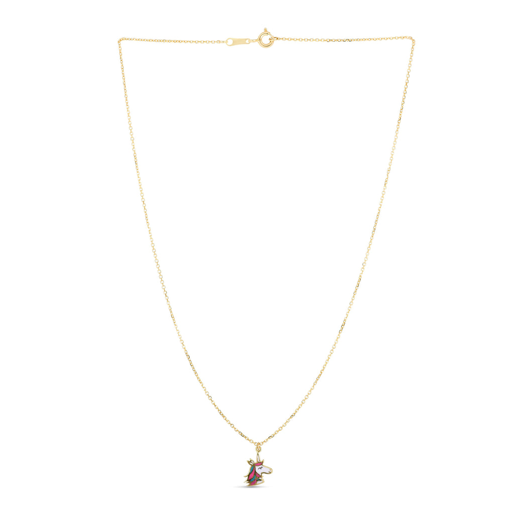 Kids 14K Gold Enamel Unicorn Necklace - Johnny Dang & Co
