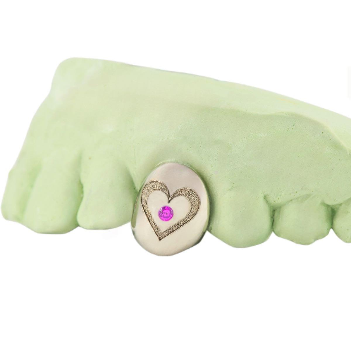 18K Individual Heart Engraved With Color Enhanced Diamond - Johnny Dang & Co