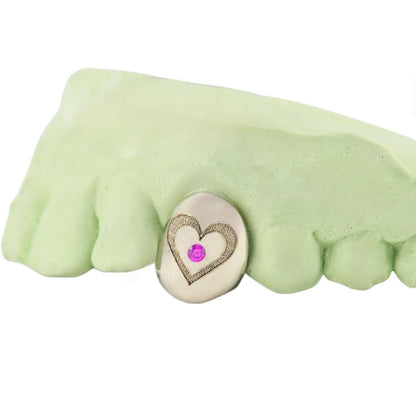 18K Individual Heart Engraved With Color Enhanced Diamond - Johnny Dang & Co