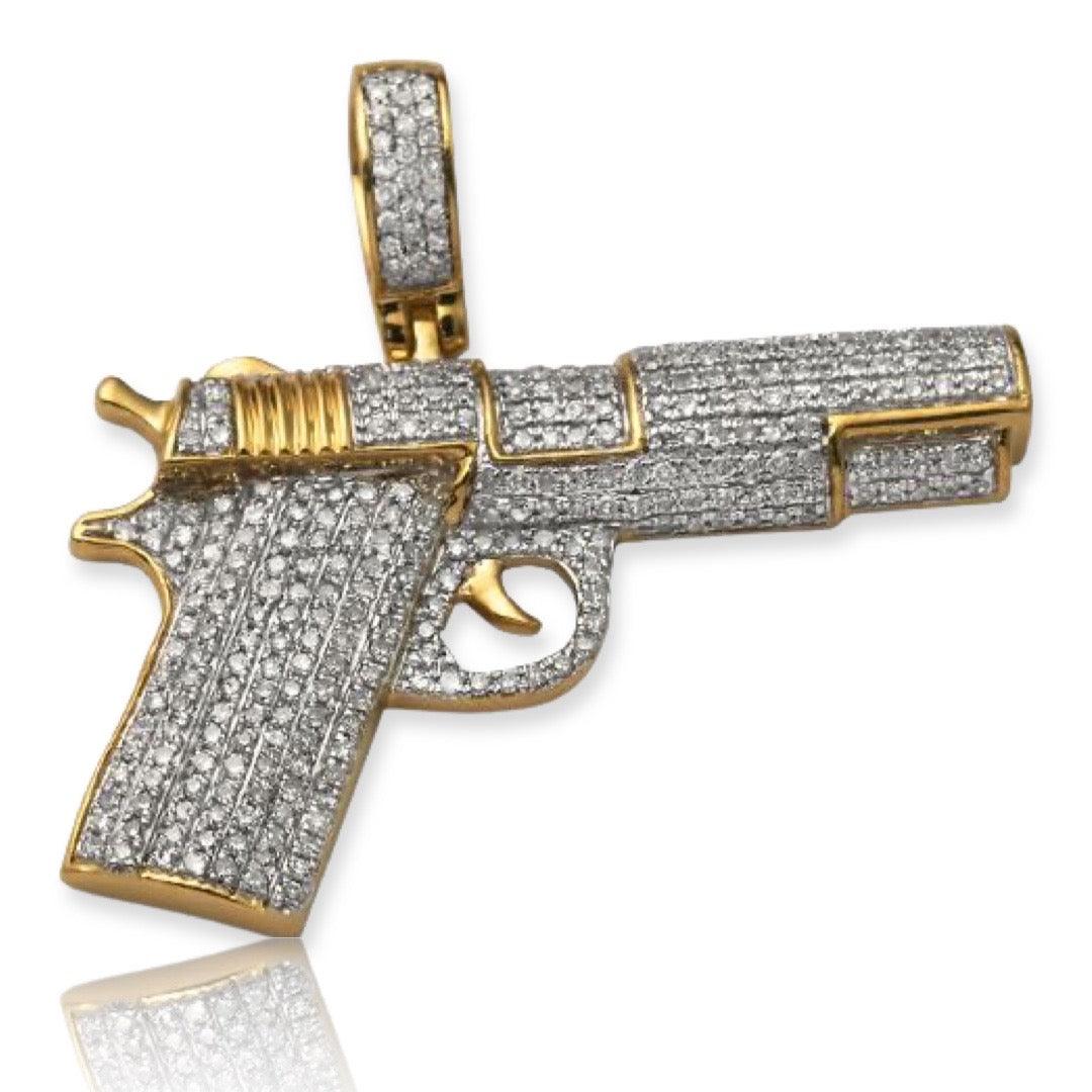 10KY 1.00CTW DIAMOND HANDGUN PENDANT - Johnny Dang & Co