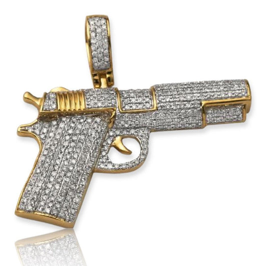 10KY 1.00CTW DIAMOND HANDGUN PENDANT - Johnny Dang & Co