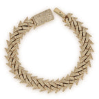 10k Yellow Gold 14mm Diamond Spiked Cuban Link Bracelet 8.5 Inches - Johnny Dang & Co