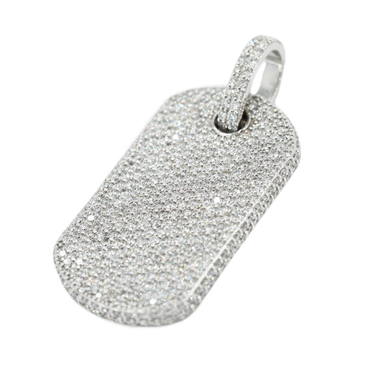 14KW 6.75CTW DIAMOND DOGTAG PENDANT FULLY ICED - Johnny Dang & Co