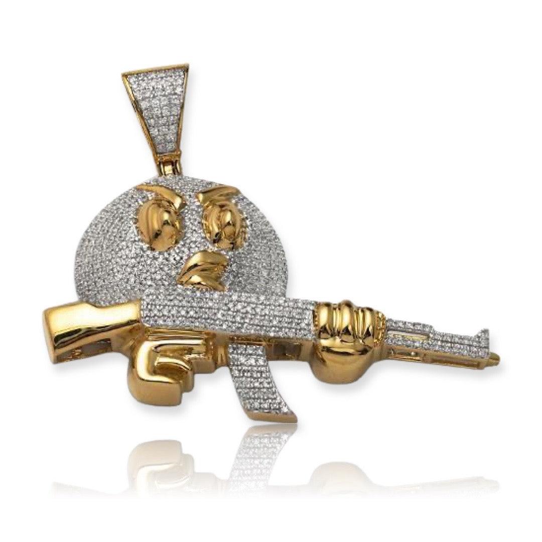 10KY 1.15CTW DIAMOND 'ANGRY BIRD' WITH GUN PENDANT - Johnny Dang & Co