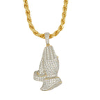 Silver Gold Plated CZ Praying Pendant and Solid Chain Combo Flash - Johnny Dang & Co
