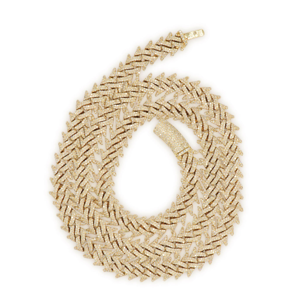 10k Yellow Gold and Diamond Spiked Cuban Chain 22inches - Johnny Dang & Co