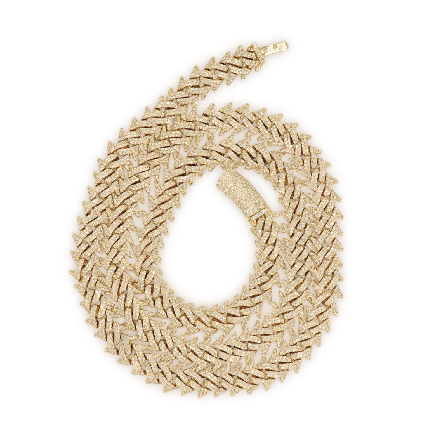 10k Yellow Gold and Diamond Spiked Cuban Chain 22inches - Johnny Dang & Co