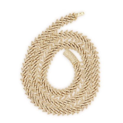 10k Yellow Gold and Diamond Spiked Cuban Chain 22inches - Johnny Dang & Co