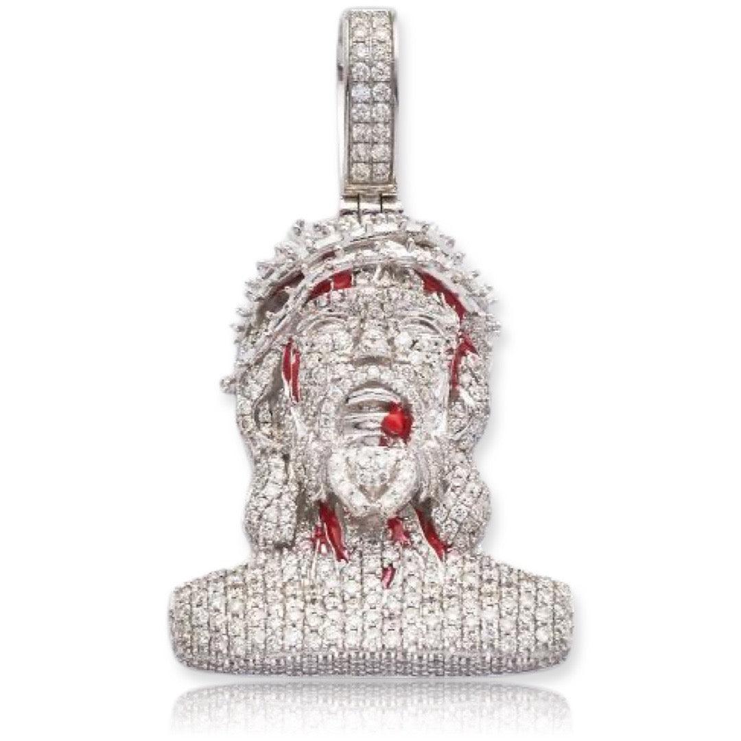 10KW 1.90CTW DIAMOND BLEEDING JESUS HEAD PENDANT - Johnny Dang & Co