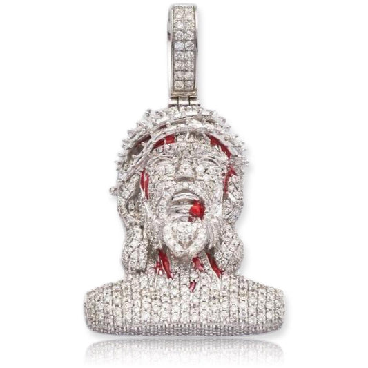 10KW 1.90CTW DIAMOND BLEEDING JESUS HEAD PENDANT - Johnny Dang & Co