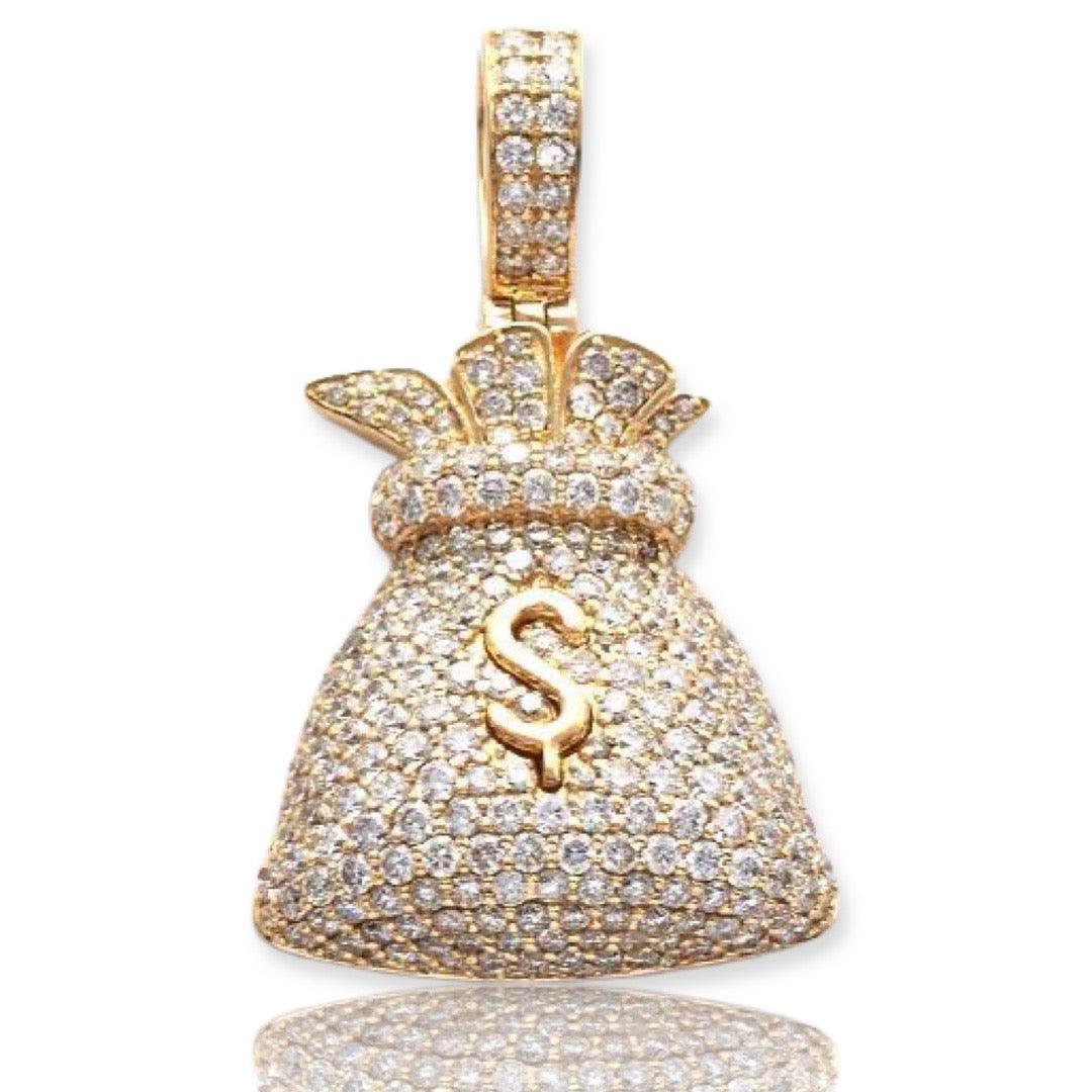 14KY 2.00CTW DIAMOND MONEY BAG WITH GOLD $ SIGN - Johnny Dang & Co