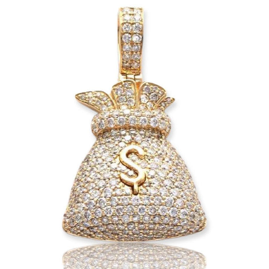 14KY 2.00CTW DIAMOND MONEY BAG WITH GOLD $ SIGN - Johnny Dang & Co