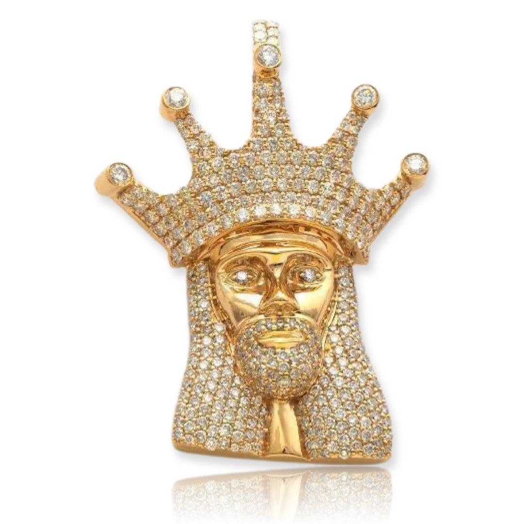 10KY 4.25CTW DIAMOND KING JESUS PENDANT - Johnny Dang & Co