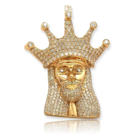 10KY 4.25CTW DIAMOND KING JESUS PENDANT - Johnny Dang & Co