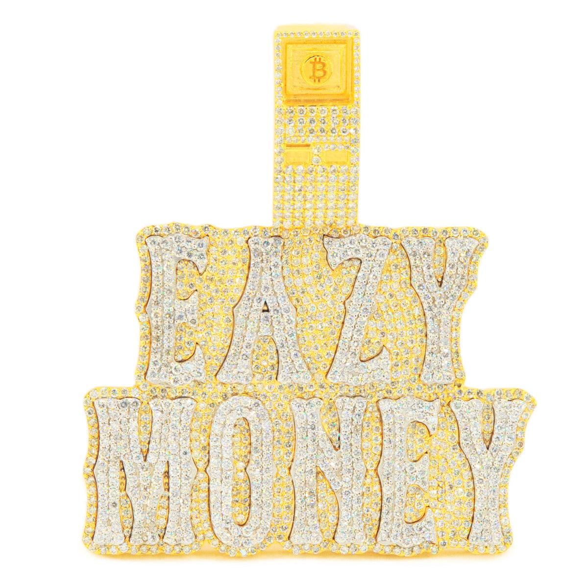 10k Yellow Gold JD&Co Exclusive Custom Diamond Eazy Money Pendant With Bitcoin ATM Bail - Johnny Dang & Co