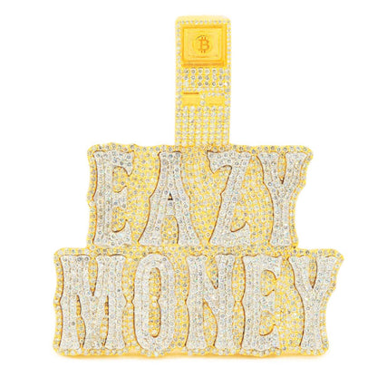 10k Yellow Gold JD&Co Exclusive Custom Diamond Eazy Money Pendant With Bitcoin ATM Bail - Johnny Dang & Co