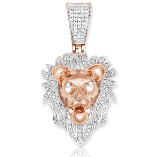 10KR 0.35CTW DIAMOND LION HEAD PENDANT - Johnny Dang & Co