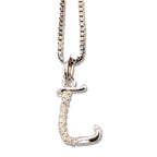 MINI SCRIPT LETTERS SILVER 925 WHITE GOLD PLATED - Johnny Dang & Co