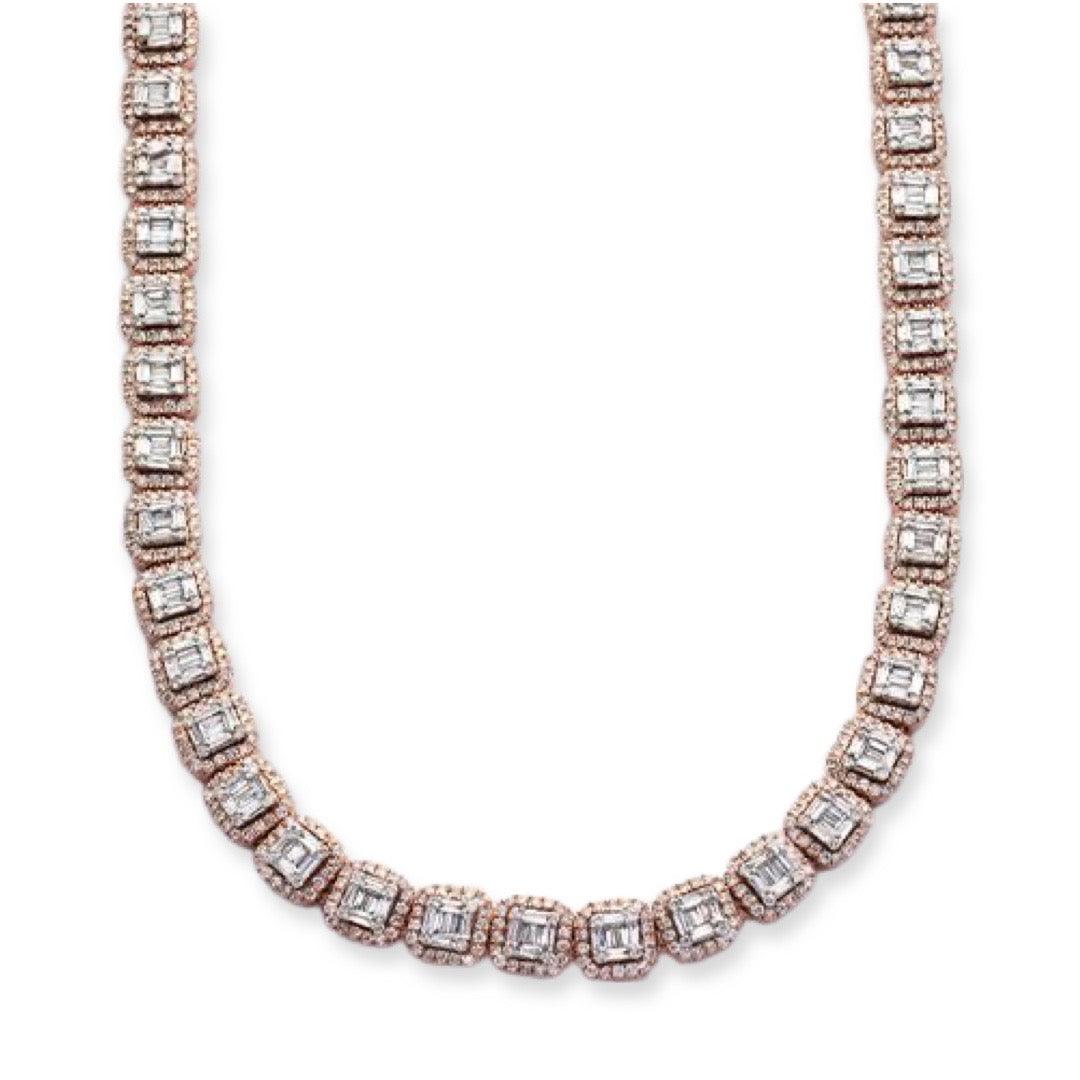 10KR+W 14.00CTW BAGUETTE DIAMOND SQUARE CLUSTER - Johnny Dang & Co
