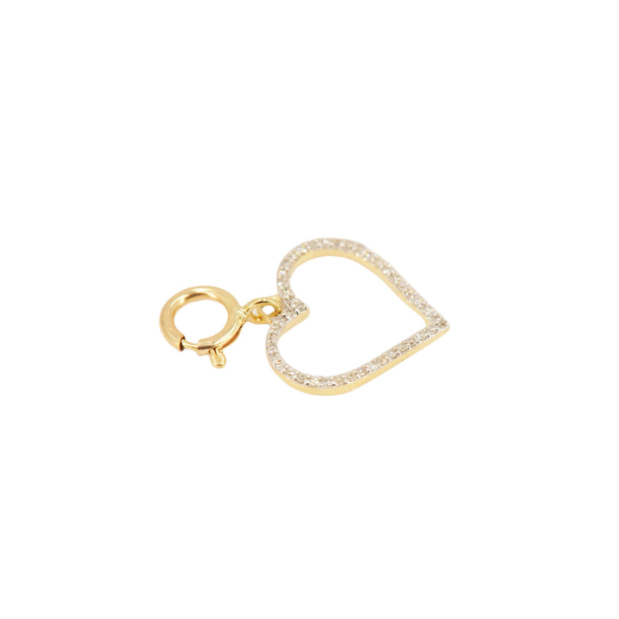 10k Yellow gold and Diamond 'Open Heart' Charm - 10009