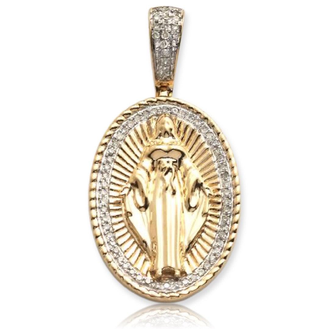 14KY 0.20CTW DIAMOND MOTHER MARY PENDANT - Johnny Dang & Co