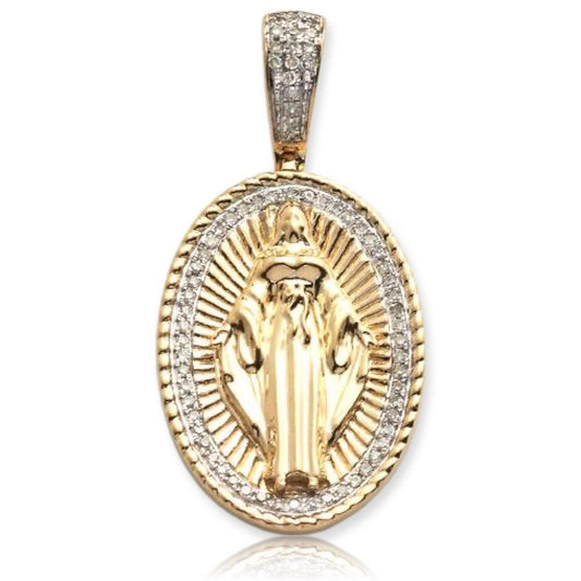 14KY 0.20CTW DIAMOND MOTHER MARY PENDANT - Johnny Dang & Co