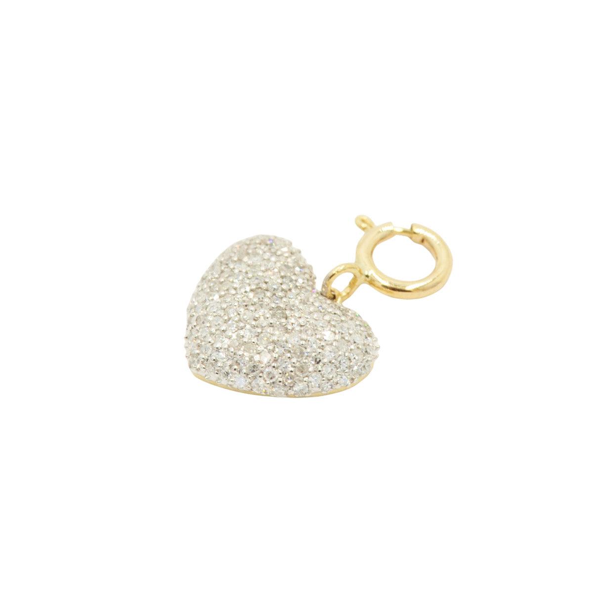 10k Yellow gold and Diamond Puff Heart Charm - 10055 - Johnny Dang & Co