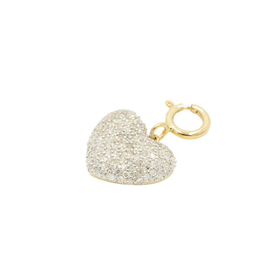10k Yellow gold and Diamond Puff Heart Charm - 10055