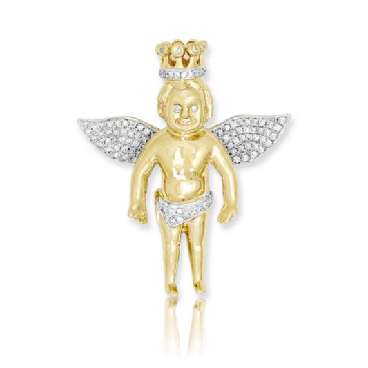 10KY 0.85CTW DIAMOND ANGEL WITH CROWN - MEDIUM - Johnny Dang & Co