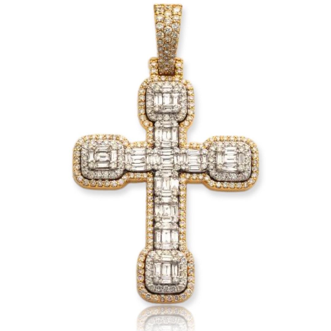 14KWY 3.05 CTW DIAMOND 2-TONE CROSS PENDANT - Johnny Dang & Co