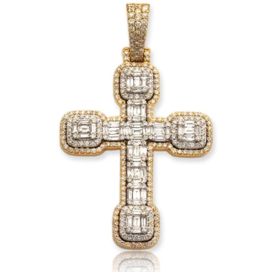 14KWY 3.05 CTW DIAMOND 2-TONE CROSS PENDANT - Johnny Dang & Co