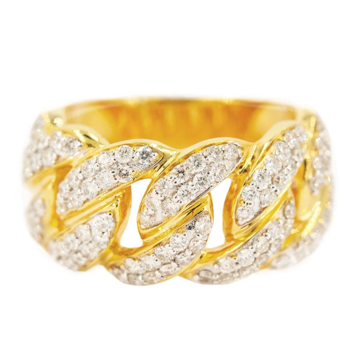 10KY 1.65CTW DIAMOND MIAMI CUBAN MENS RING - Johnny Dang & Co