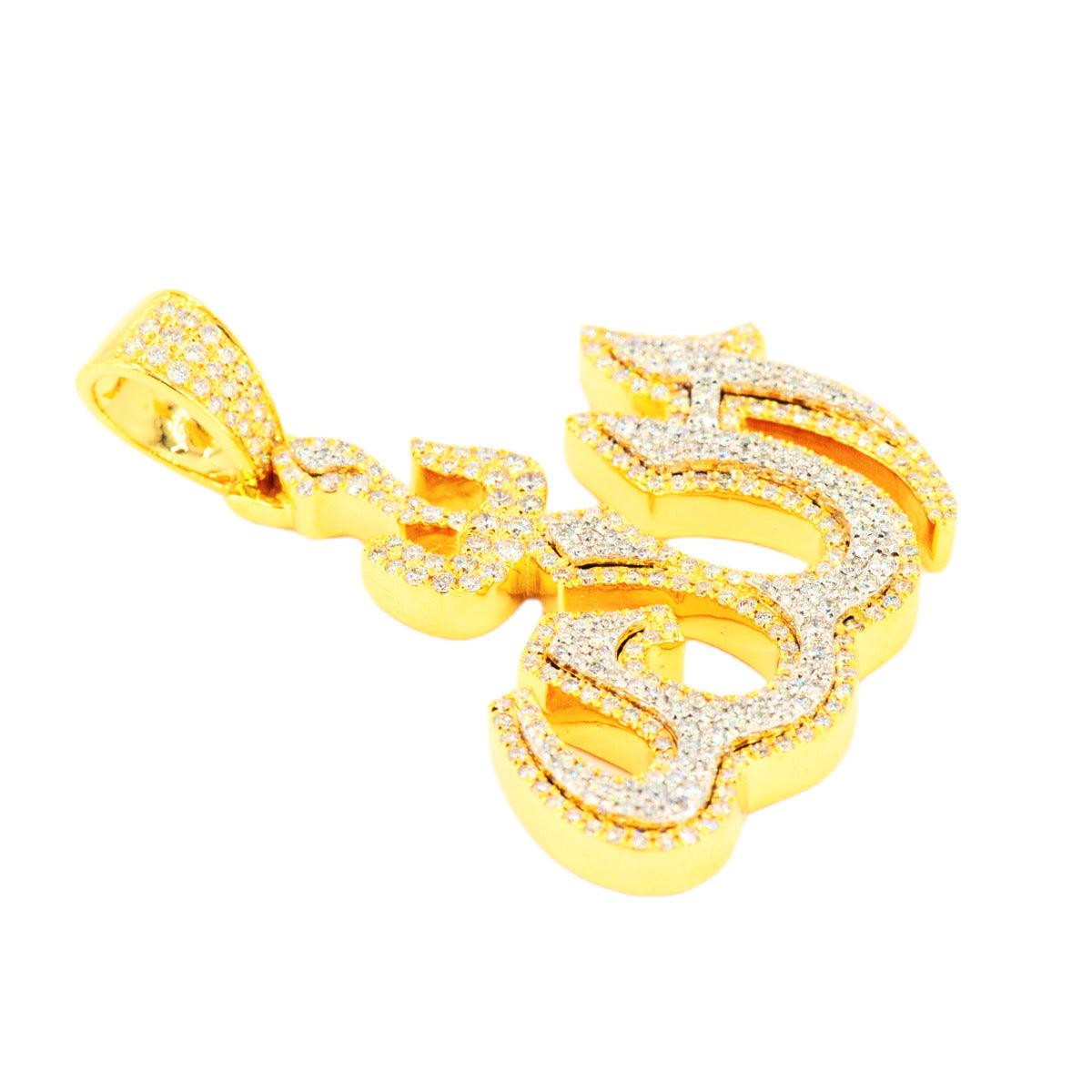 14KY+W TWO TONE 2.50CTW DIAMOND 'ALLAH' PENDANT - Johnny Dang & Co
