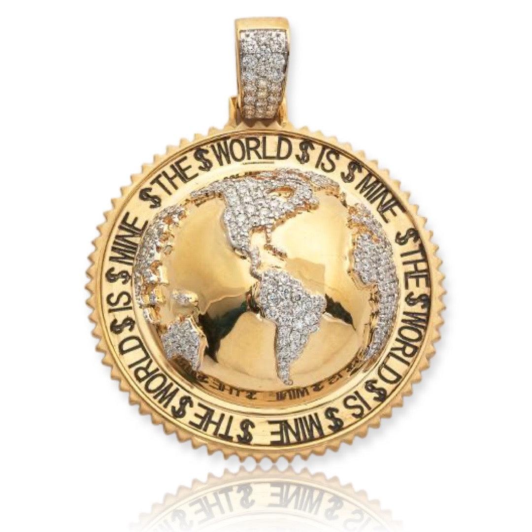 10KY 1.75CTW DIAMOND HALF GLOBE PENDANT WITH SPIKE - Johnny Dang & Co