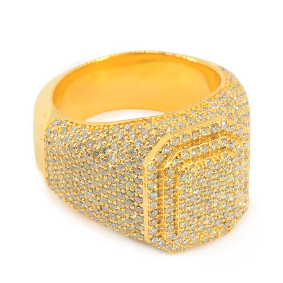 Custom Gold 3.5cttw Round Pave Diamond Mens Ring - Johnny Dang & Co