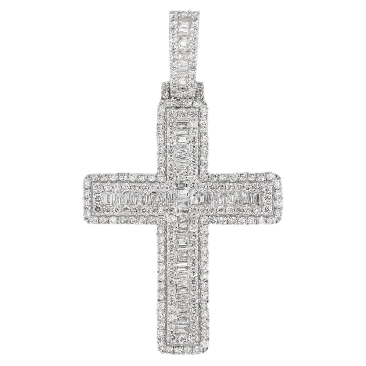 14K 4.50CTW BAGUETTE DIAMOND CROSS - Johnny Dang & Co